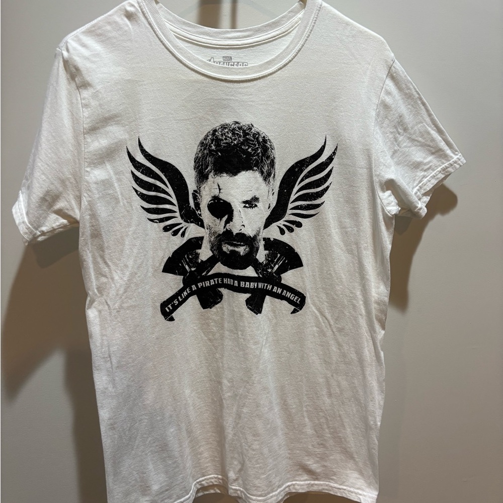 Avengers Thor t shirt American Apparel White Tee with Black Graphic